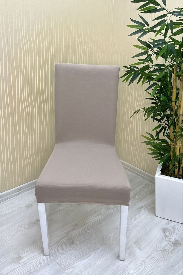 mikro kumaş sandalye örtüsü VİZON RENK (6 adet) - 1