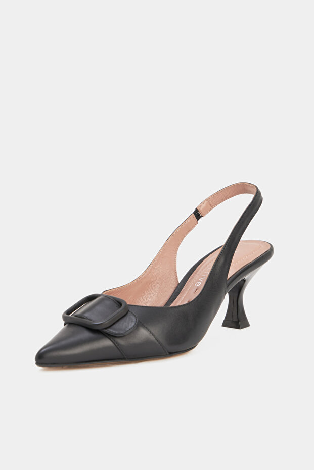 Black Color Hazelnut Heel Women's Shoes