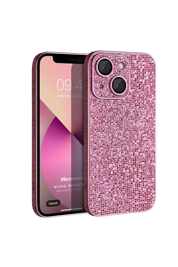 Apple iPhone 14 Plus Kılıf Bling Rhinestones Pembe - 1