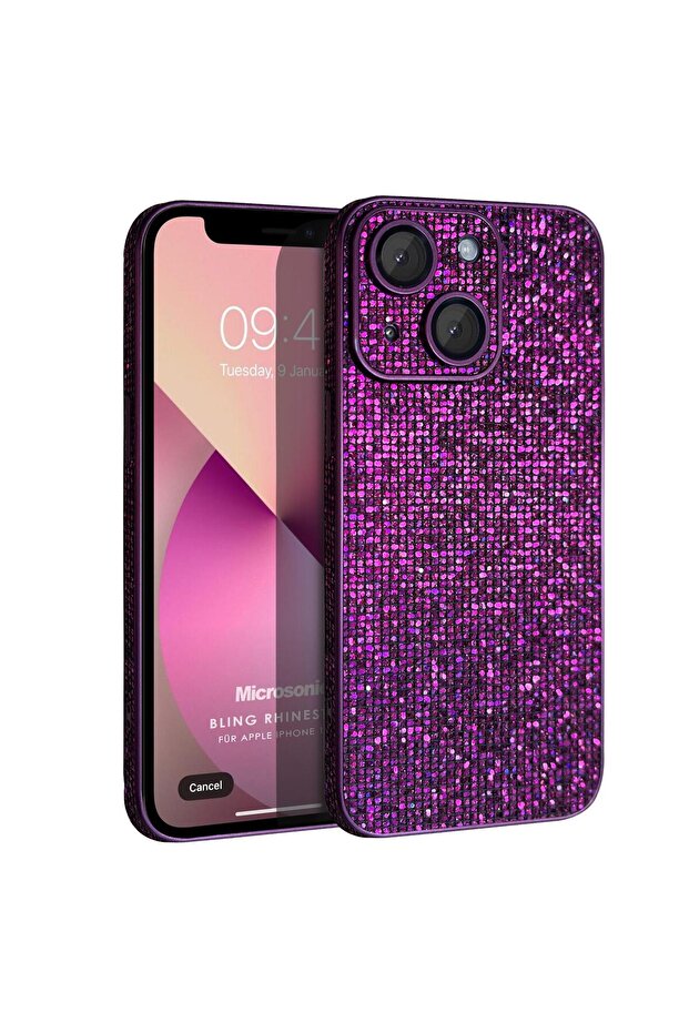 Apple iPhone 13 Kılıf Bling Rhinestones Mor - 1