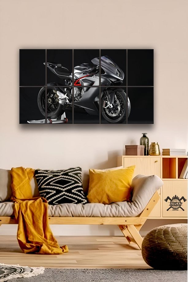 10 parça Motor Bisiklet Dev Boy Mdf tablo Duvar Süsü Hediyelik Eşya (155cmx85cm) - 2