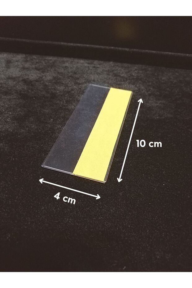10 adet PVC Etiketlik Yapışkanlı 10x4 cm, Raf Fiyat Etiket Cebi, Yapışkanlı Şeffaf Ürün Etiketliği - 2