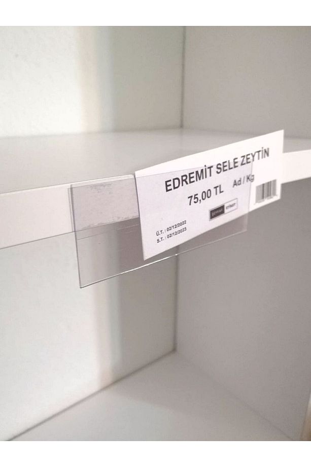 10 adet PVC Etiketlik Yapışkanlı 10x4 cm, Raf Fiyat Etiket Cebi, Yapışkanlı Şeffaf Ürün Etiketliği - 6