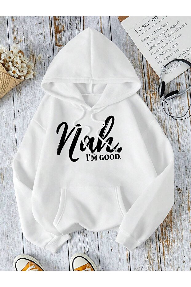 Motto Special Design Printed Unisex Kangaroo Pocket Hooded Sweatshirt Hoodie
