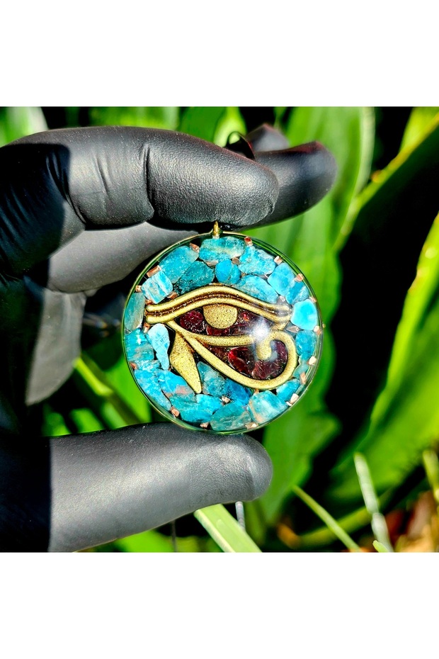 Apatite - Eye of Horus Orgonite Necklace (HANDMADE DESIGN PRODUCTS)