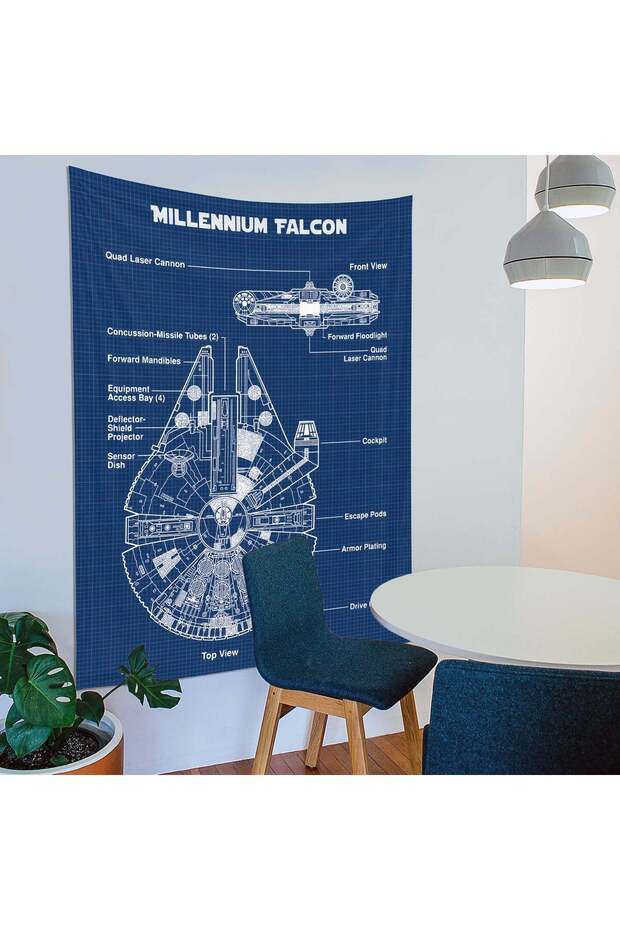 Millennium Falcon Blueprint Duvar Örtüsü - 100 Cm X 135 Cm - 5