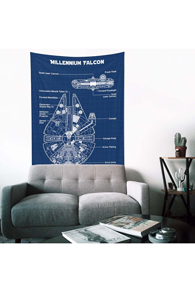 Millennium Falcon Blueprint Duvar Örtüsü - 100 Cm X 135 Cm - 7