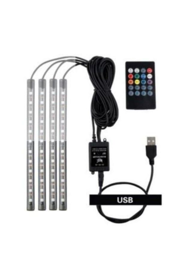 Usb Girişli 12 Ledli Araç Içi Ayak Altı Sese Duyarlı Rgb Şerit Led Aydınlatma - 1