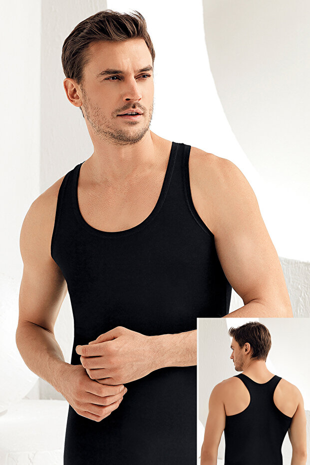 Wide Strap Sports Undershirt Black Me029