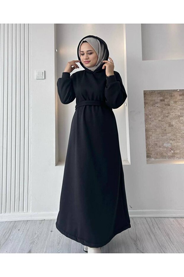 3 iplik kapüşonlu elbise - 3