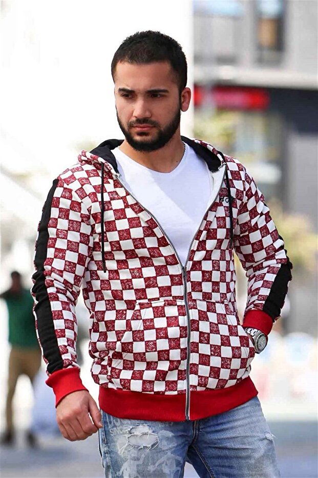 Men's Burgundy Hooded Sweatshirt 2746