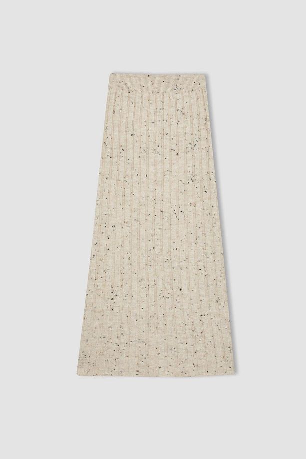 Regular Fit Esnek Belli Basic Düz Maxi Triko Etek B0090ax23wn - 7