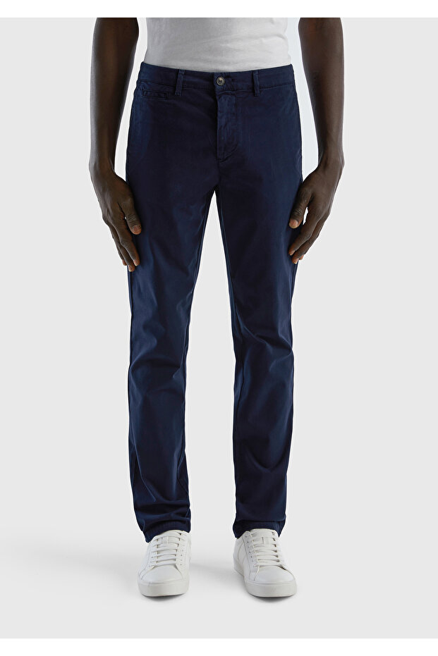 Men's Navy Blue Slim Fit Chino Pants