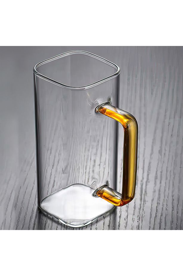 Kare Cam Yeşil Kulplu Latte, Meşrubat, Neskafe, Süt, Su Bardağı Uzun Termisil Bardak Seti 2'li 380ml - 6