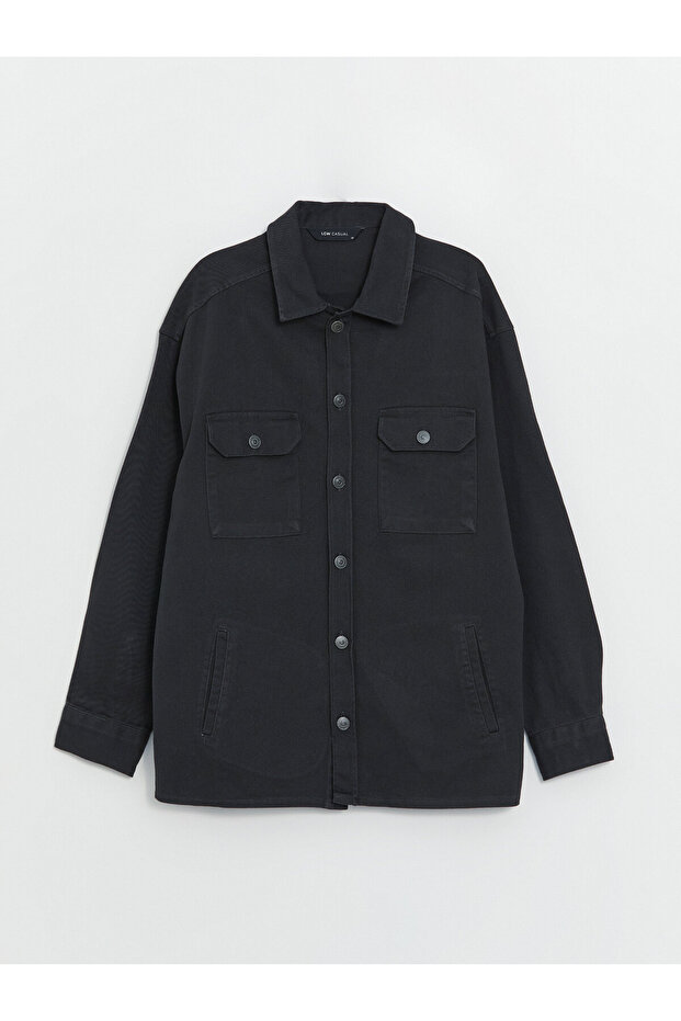 Comfortable Fit Long Sleeve Gabardine Men's Shirt Jacket