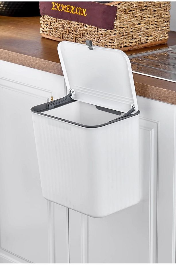 Fonksiyonel Kapaklı Banyo Ve Mutfak Tezgah Üstü Çöp Kovası 15 Lt. Pratik Kapak - 2