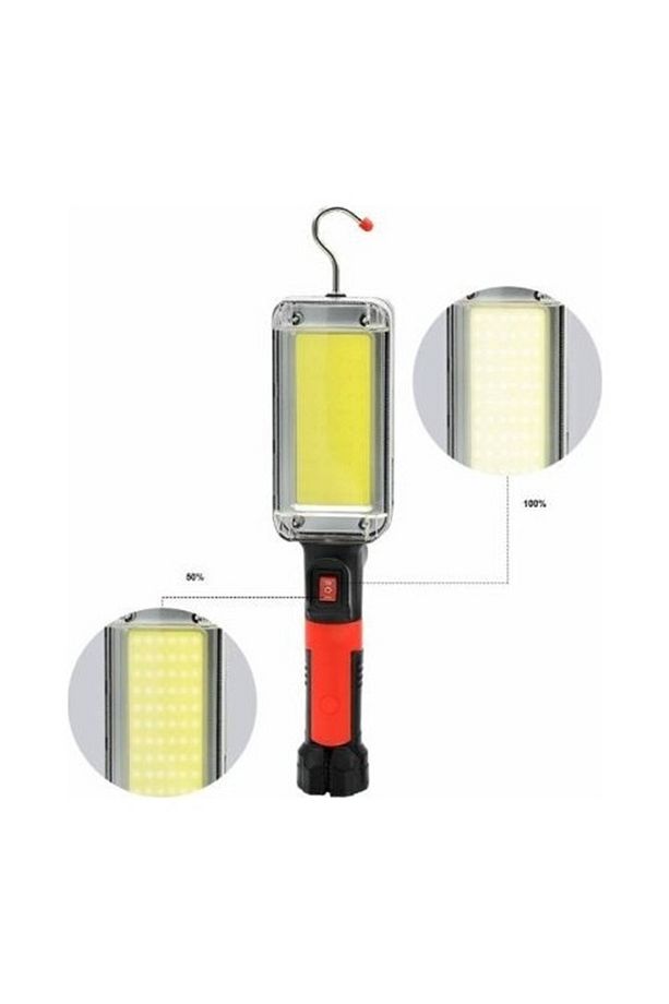 ZJ-8859 Şarjlı LED Fener Mıknatıslı Çalışma Lambası Sabitleme ve Hareketli Kanca Siyah - 5