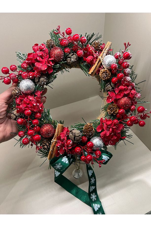 Yılbaşı Yılbaşı Konsept Kapı Süsü Ahşap 30 x 28 Kırmızı - 1