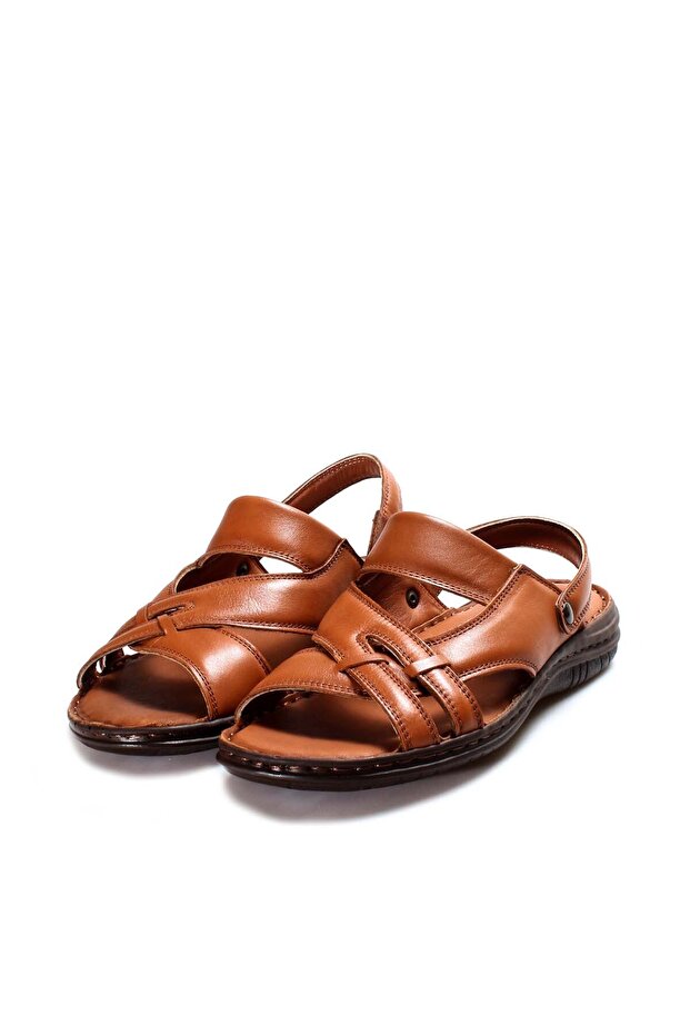 Leather Tan Rubber Sole Classic Men's Sandals TG099521311015