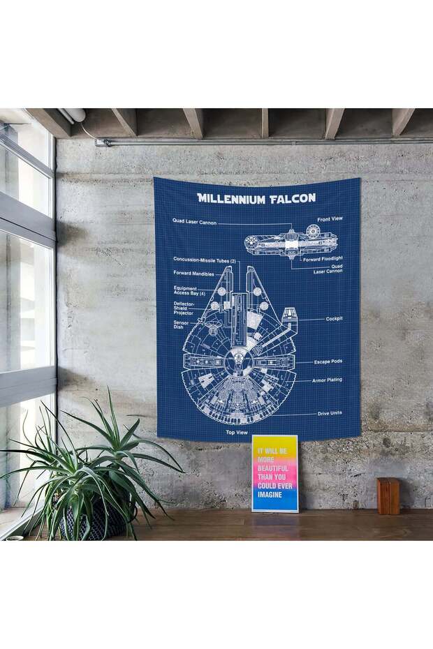 Millennium Falcon Blueprint Duvar Örtüsü - 100 Cm X 135 Cm - 8