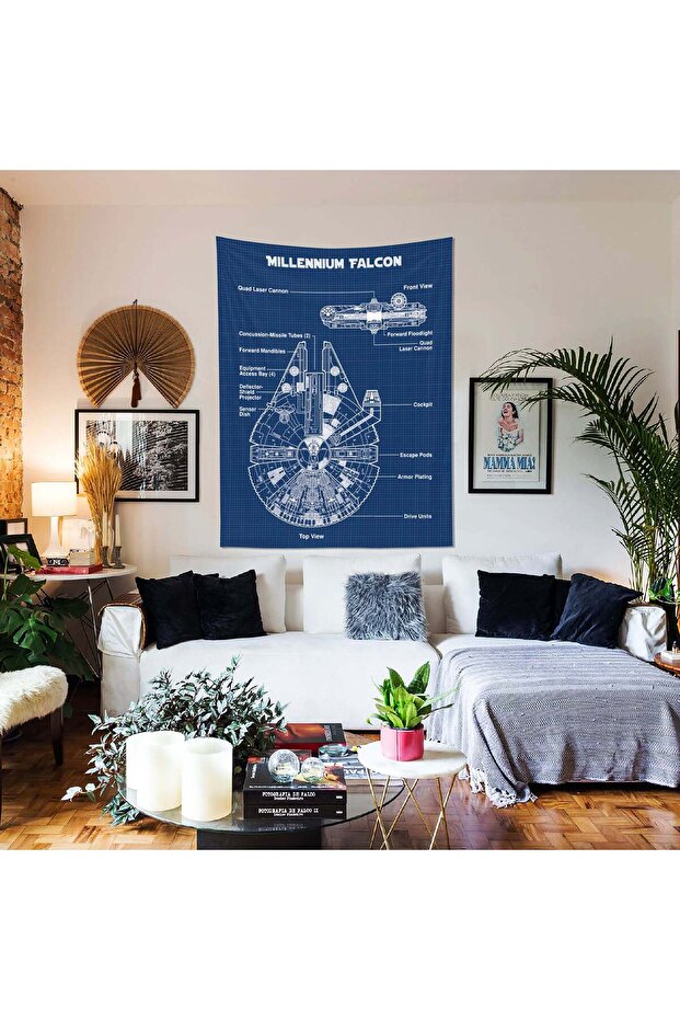 Millennium Falcon Blueprint Duvar Örtüsü - 100 Cm X 135 Cm - 2