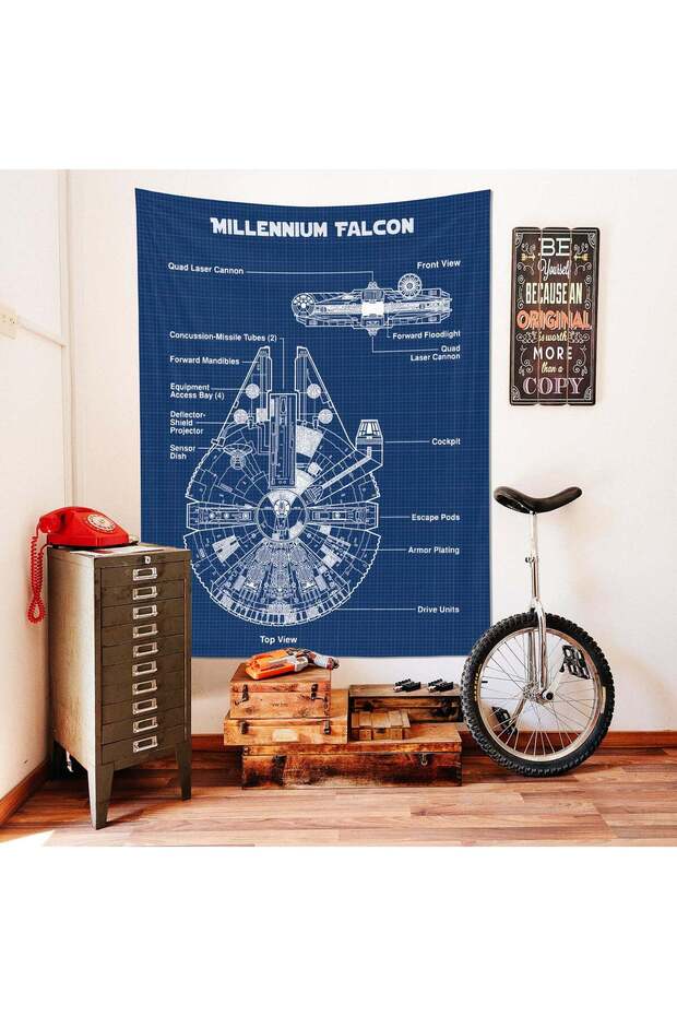 Millennium Falcon Blueprint Duvar Örtüsü - 100 Cm X 135 Cm - 3