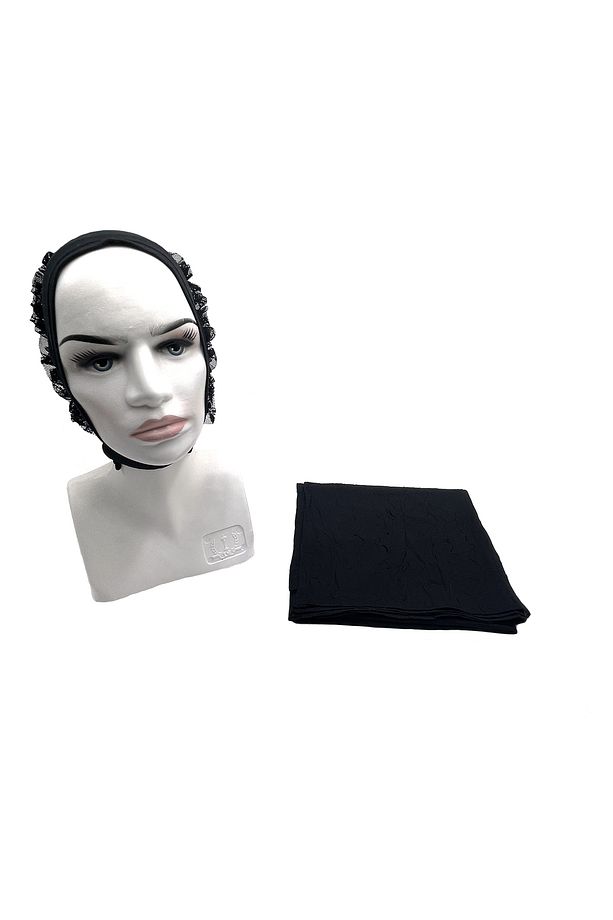 2'li Set Bone Dikişli Eşarp Seti Hediyelik Bambu Yazma Kullanıma Hazır 100x100 cm Kraş - 2