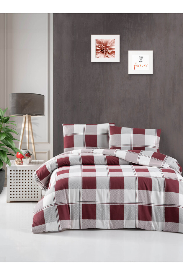 Cotton Collection Flannel Double Duvet Cover Set Red