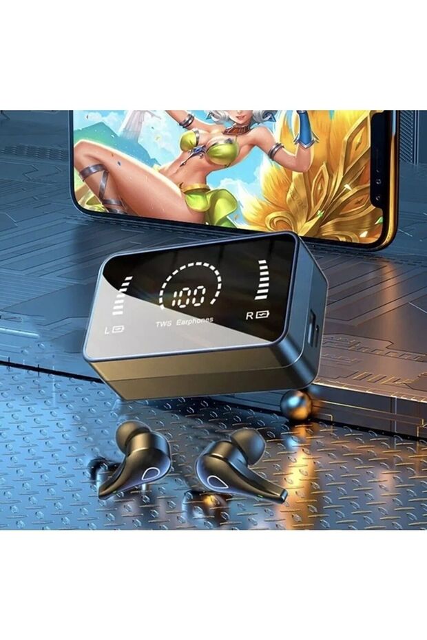 Ses netleştiren Bluetooth kulaklık anc Enc özellikli h3s powerbank özellikli aynali - 6