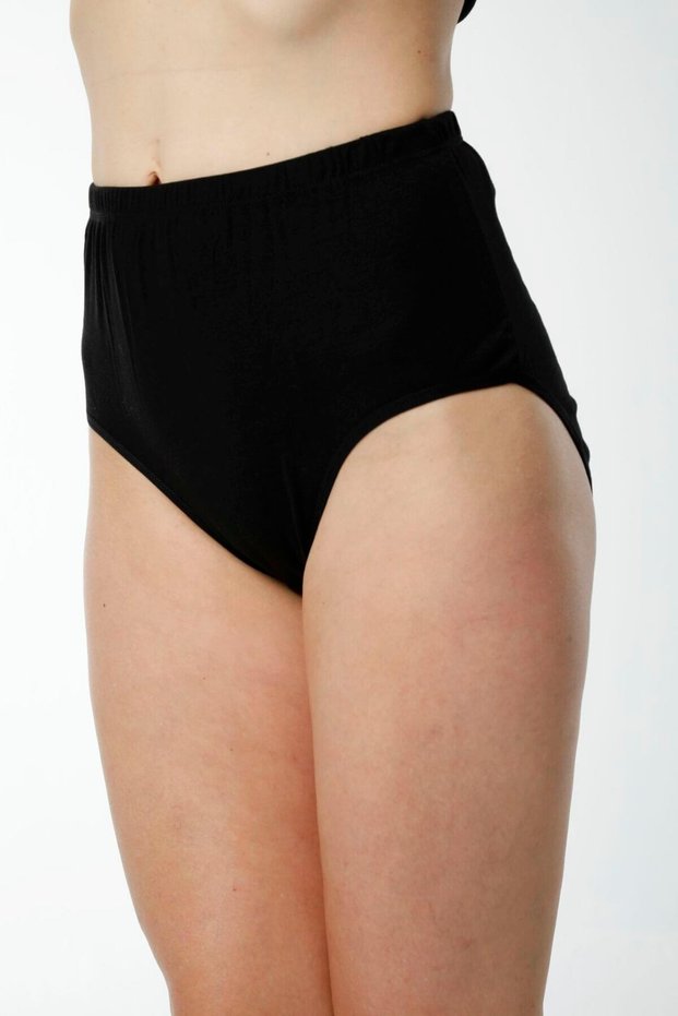 1003 Women's Black Comfortable Texture Cotton Ribbed Bato Panties