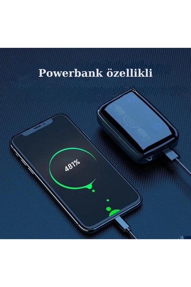M19 Kablosuz Kulaklık Powerbanklı El Fenerli Göstergeli Bluetooth Kulaklık - 5