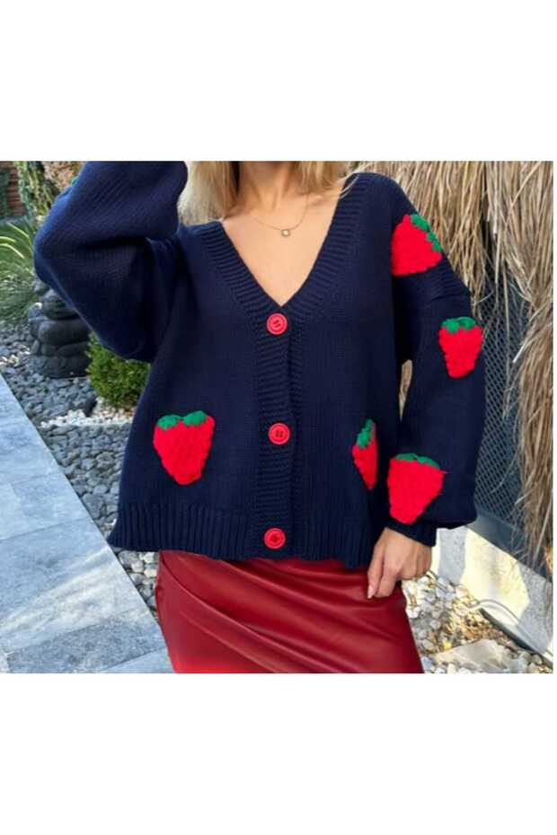 STRAWBERRY PATTERNED CARDIGAN - 1