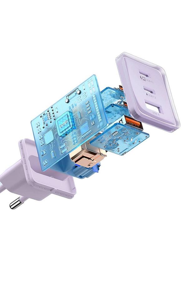 CH-1502 67W GaN Mini Yüksek Hızlı Şarj Aleti Adaptörü (2xType-C 1xUSB) - 5