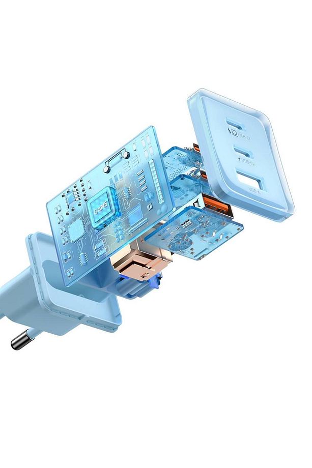 CH-1503 67W GaN Mini Yüksek Hızlı Şarj Aleti Adaptörü (2xType-C 1xUSB) - 5