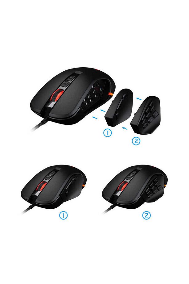 RGB LED Işıklı 10 Işık Modu ve 8/14 Programlanabilir Makro Tuşlu Kablolu Optik 10000 DP Oyuncu Mouse - 7