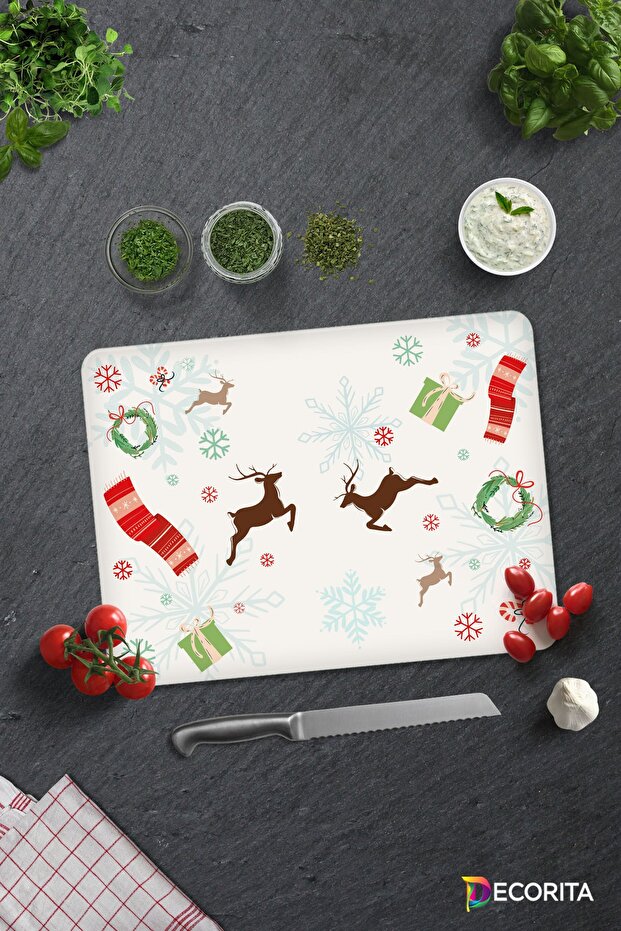 New Year's Themed | Glass Cutting Board - Glass Cutting Board | 30cm X 40cm