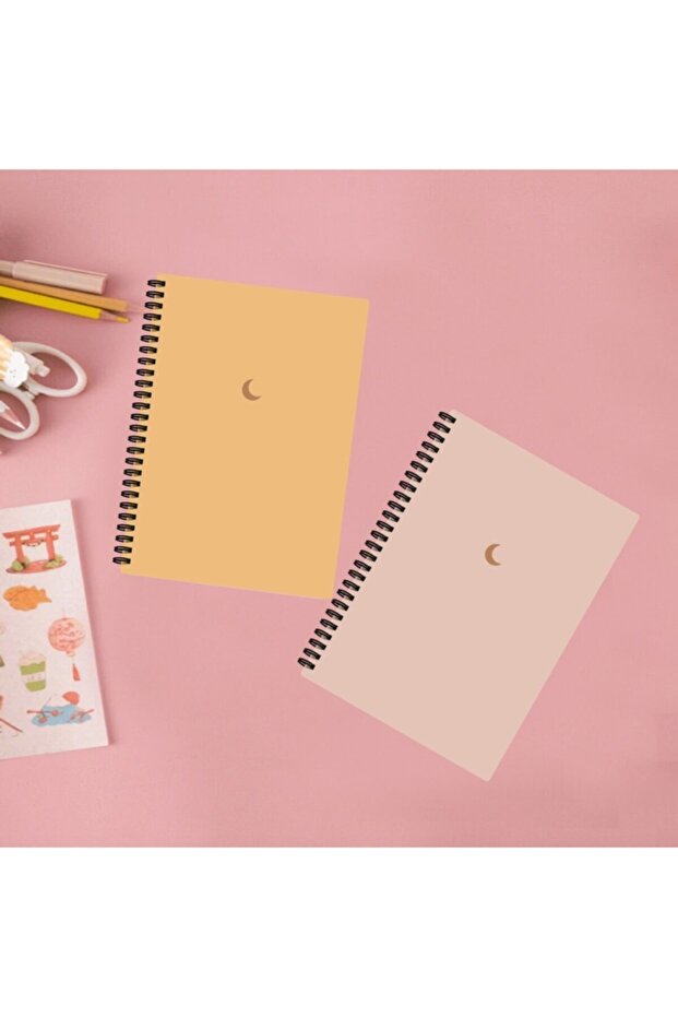 Notebook Set 10x13.5 Cm 2-Piece Spiral Notebook Unlined Notebook Yellow and Powder Colour