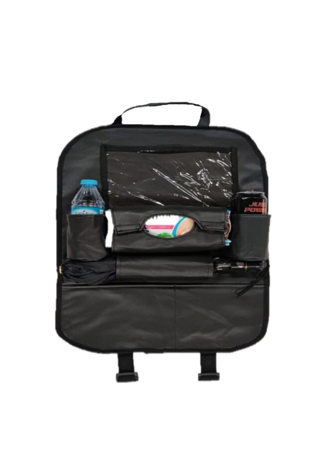 Auto Leather Seat Back Protector Organizer with Multi-Pocket Cup Holder