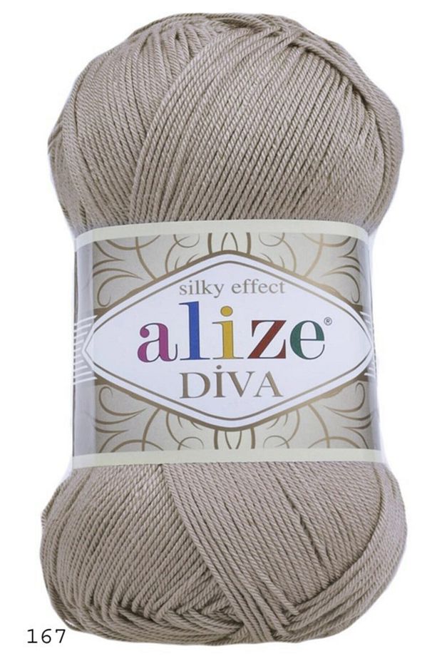 Diva Mikro Fiber Merserize 100 gr El Örgü Ipliği 167-bej - 1