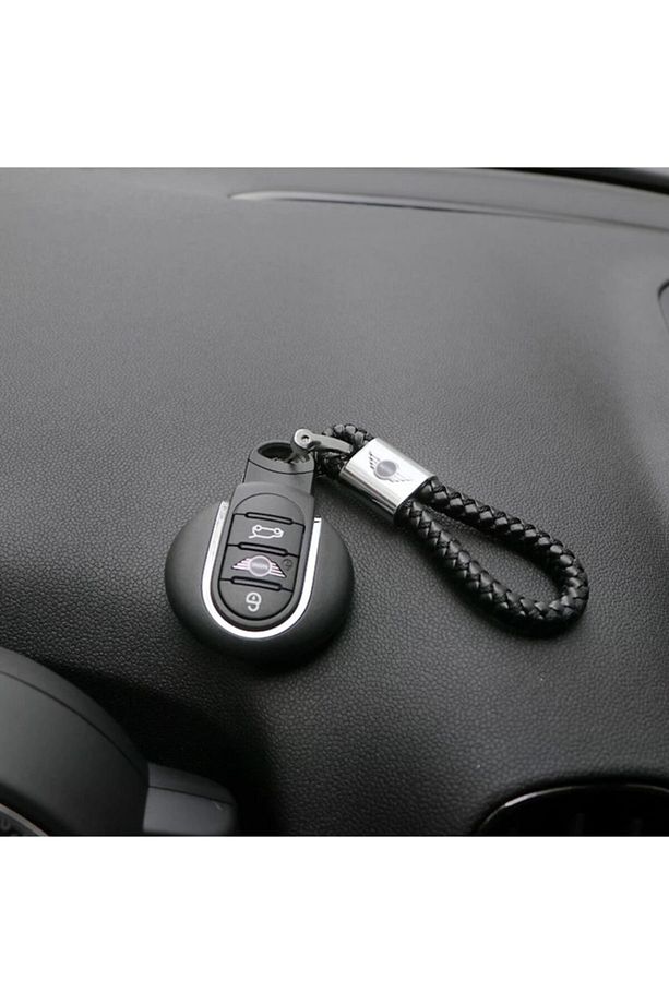 Mini Cooper Siyah Örme Deri Anahtarlık R53 R56 R60 F55 F56 F60 - 3