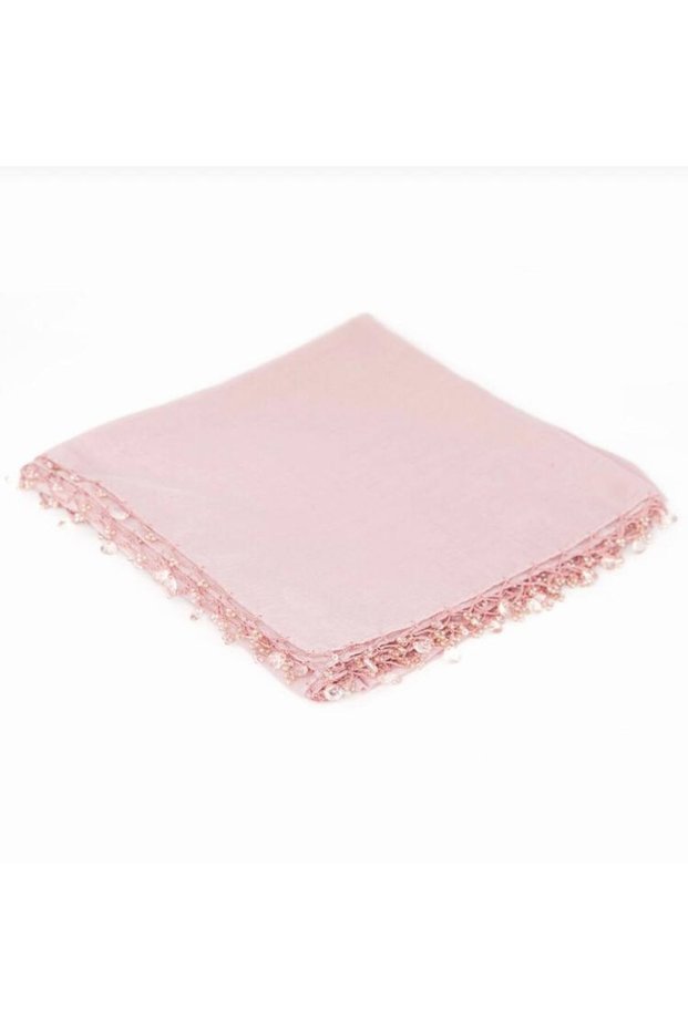 Powder Color Edge Beaded Cheesecloth Writings 100x100 Size