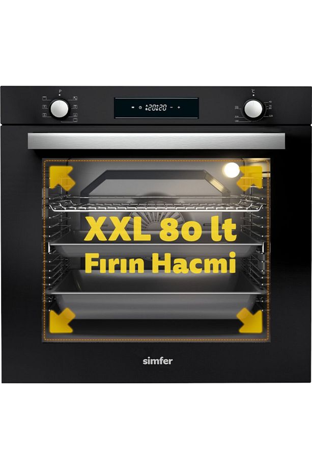 Siyah Caam Panel Turbo Ankastre Fırın 7381 80 lt - 2