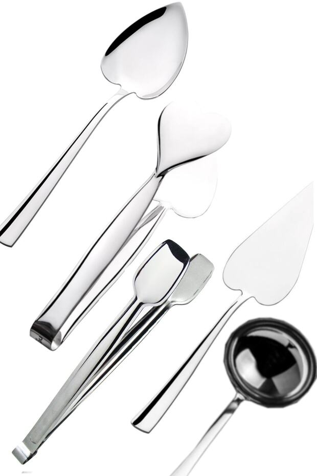 Stainless Steel 5-Piece Serving Tongs Spatula Spoon Grill Ladle Set