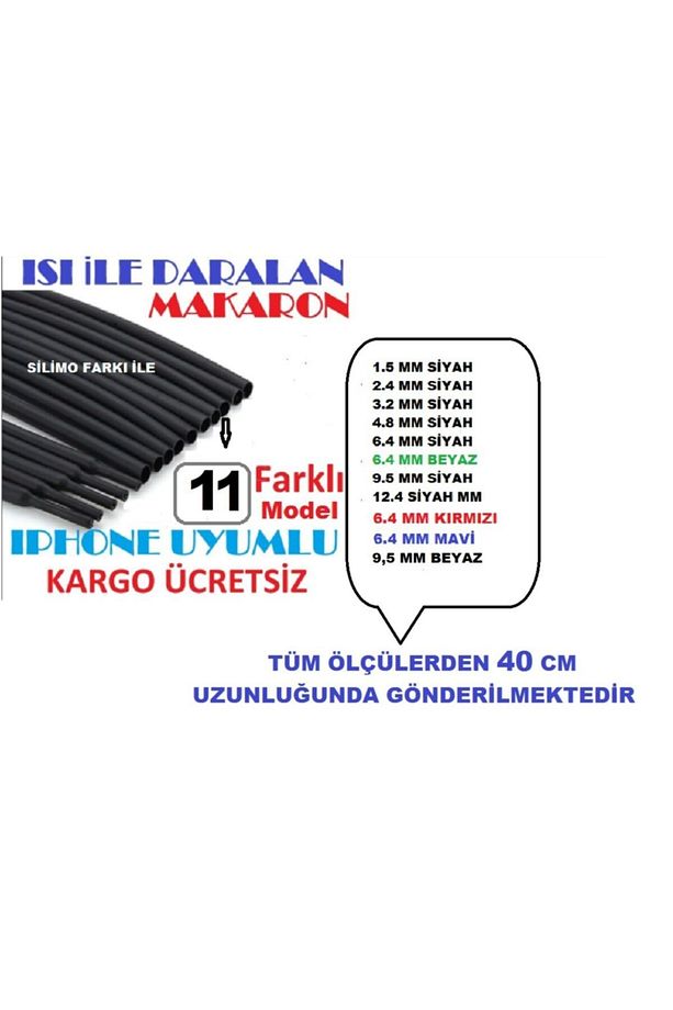 11 Çeşit Renkli Set Isıyla Daralan Makaron Kablo Seti Iphone Şarj Tamir - 2