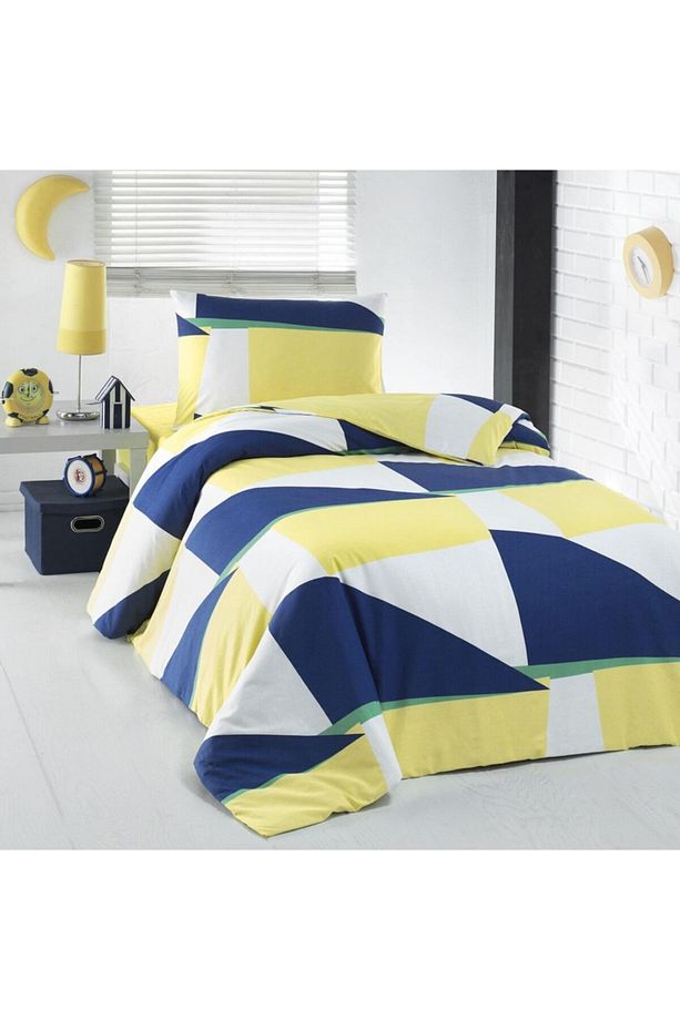 Cotton Collection Ranforce Tek Kişilik Nevresim Takımı Sweet Sarı/lacivert - 1