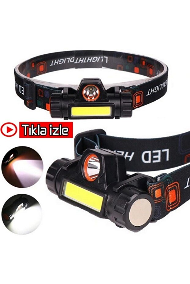 1200 Lümen Cob Led Şarjlı Kafa Lambası Şarjlı Kafa Feneri Mıknatıslı Kafa Lambası Çalışma Lambası - 1