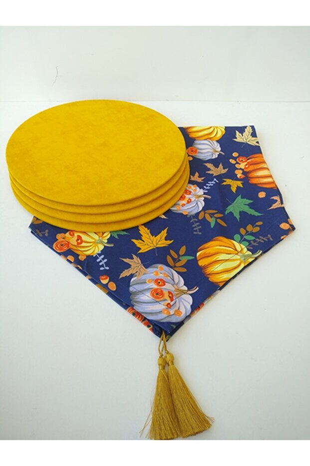 Pumpkin Patterned Runner, 4 Yellow Color Plates - 1