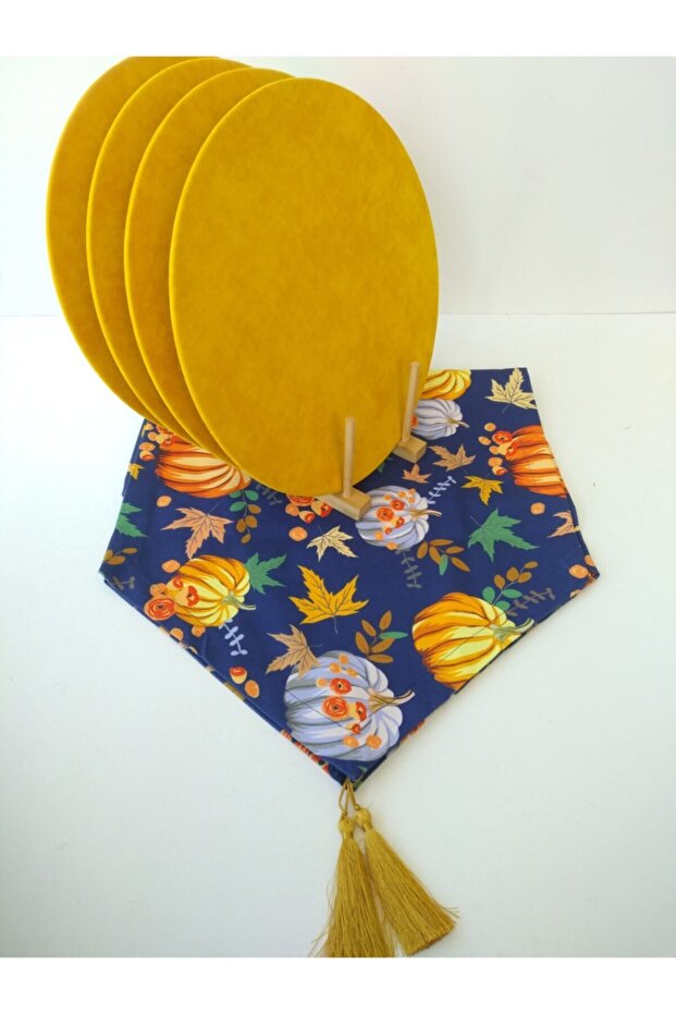 Pumpkin Patterned Runner, 4 Yellow Color Plates - 2