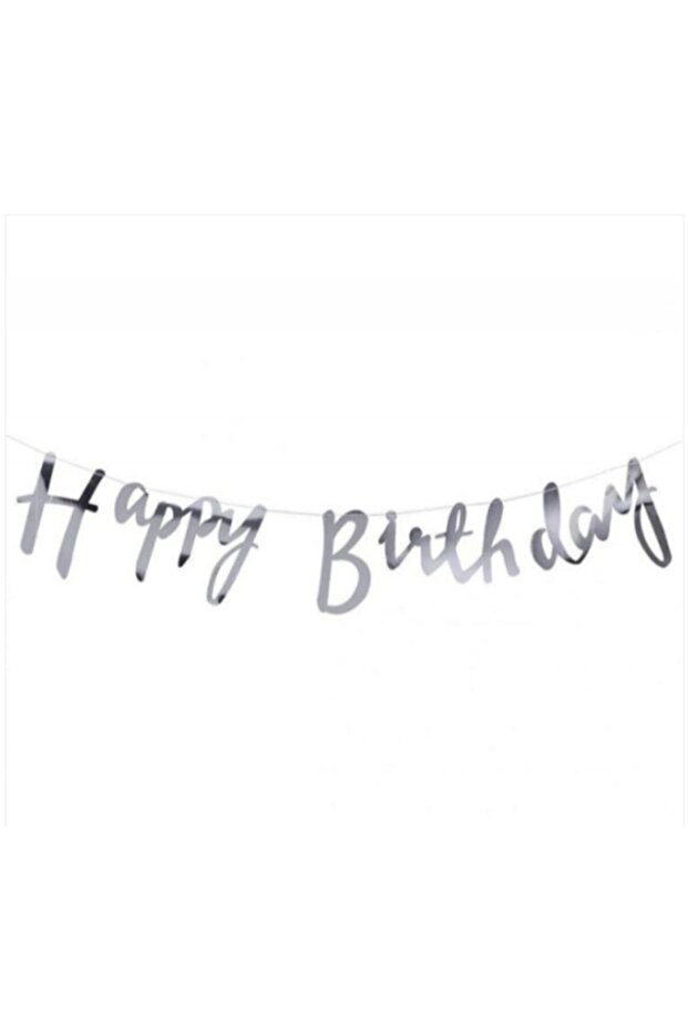 Silver Metallic Happy Birthday Text