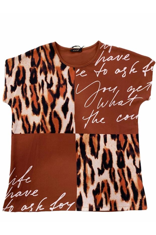 Leopard Pattern Copper Combed Cotton T-shirt - 1